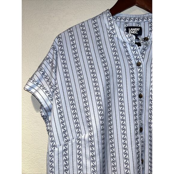 Lands End Womens 1x Blue Striped Oversized Smock Top Beach Resort Minimalist - Picture 2 of 8